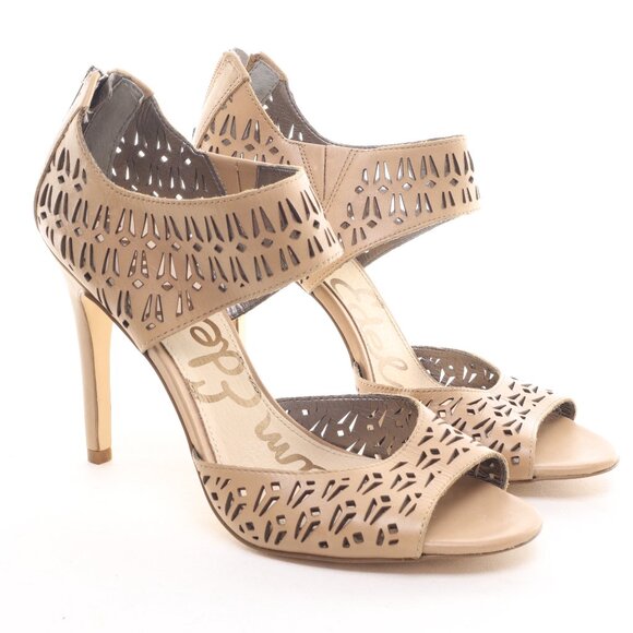 Sam Edelman Leather Alva High Heels Sandals Women 10 Cream/Tan/Nude Like NEW - Picture 3 of 16